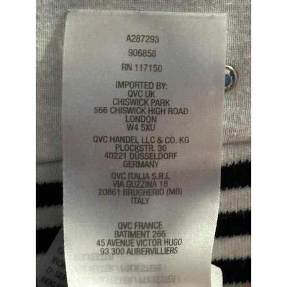 Quacker Factory size XL navy stripe circle star embellished 3/4 sleeve top - Picture 6 of 8